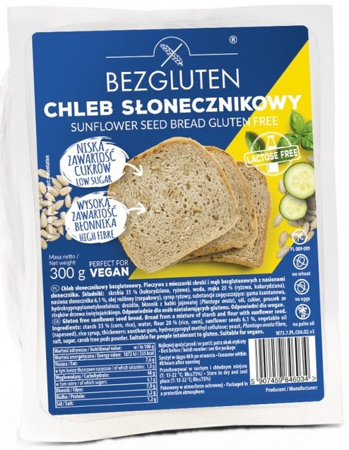 Chleb słonecznikowy bezglutenowy 300 g Bezgluten