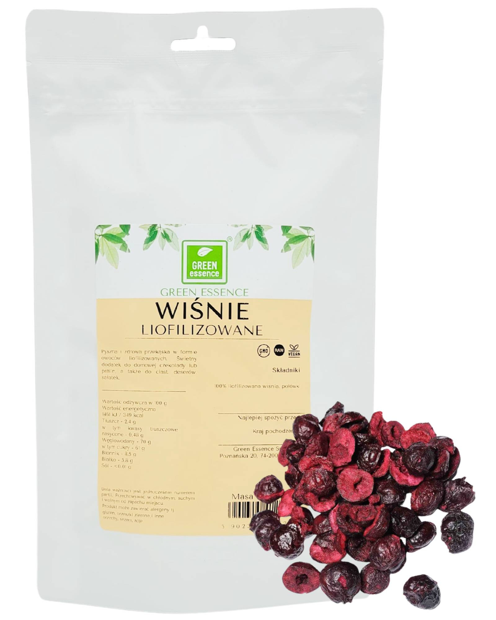 Wiśnia liofilizowana połówki 20 g - owoce liofilizowane Wiśni
