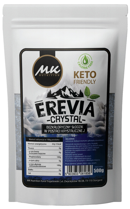 Erevia Crystal KETO słodzik kryształki 500 g MK Nutrition - Erytrytol + Stewia