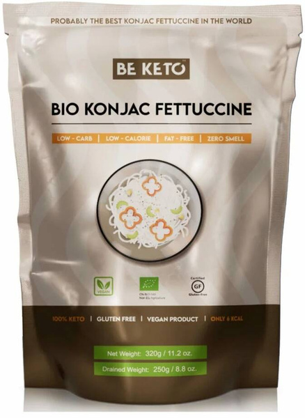 Makaron Konjac Fettuccine wstążki BIO 320 g BeKeto Bezzapachowy