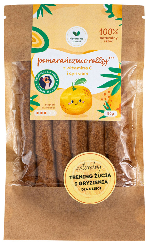 Rollsy Pomarańczowe z witaminą C i cynkiem 50 g Naturalnie Zdrowi - przekąska gryzak Pomarańcza