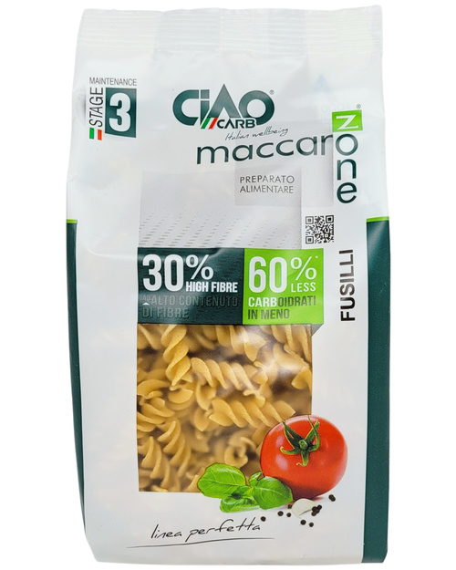 Makaron niskowęglowodanowy z psyllium Świderki 250 g Ciao Carb Fusilli