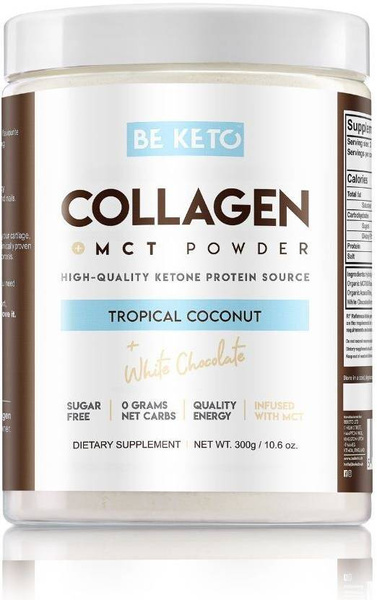 Keto Kolagen + MCT Kokos i Biała Czekolada 300 g BeKeto Collagen Tropical - suplement diety