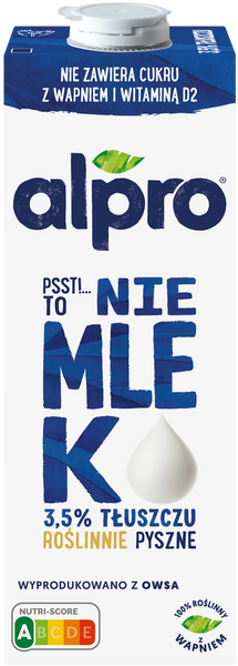 Alpro Nie Mleko Napój owsiany 3,5% bez dodatku cukru 1 L