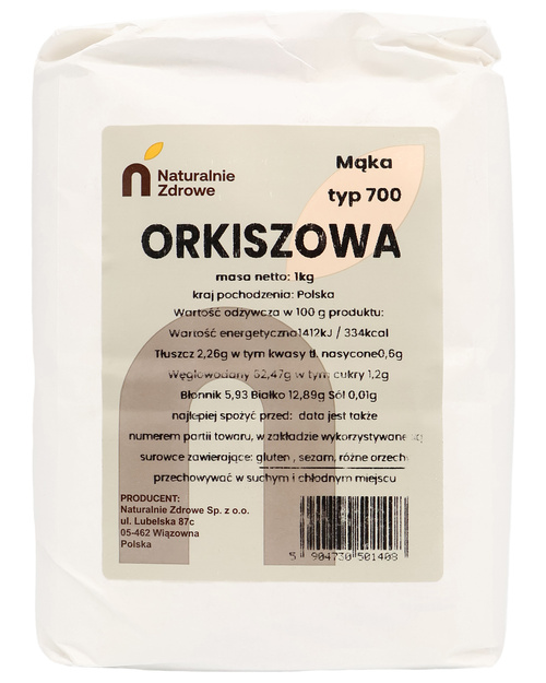 Mąka orkiszowa jasna typ 700 1 kg Naturalnie Zdrowe