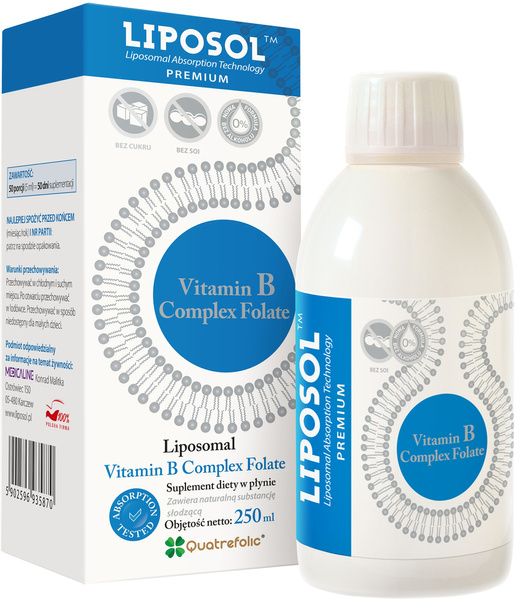 Witamina B Complex Folate Liposomalna 250 ml Liposol Aliness - suplement diety