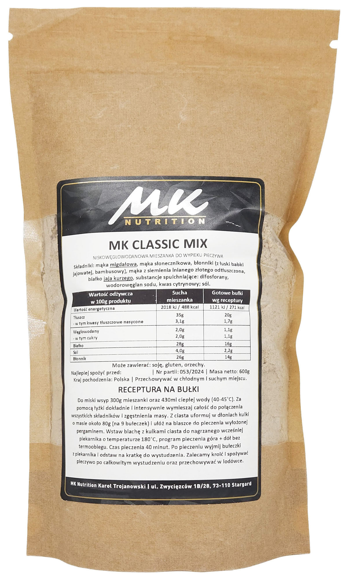 Mieszanka do pieczywa KETO chleb bułki 600 g MK Classic Mix - MK Nutrition