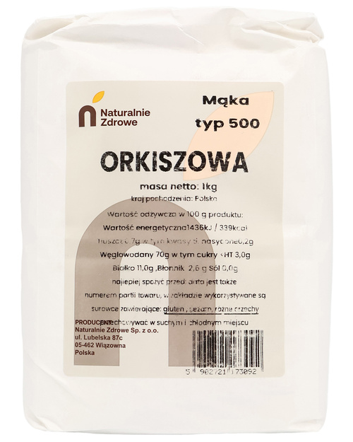 Mąka orkiszowa biała typ 500 1 kg Naturalnie Zdrowe