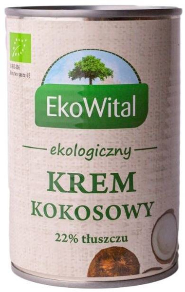 Krem kokosowy 22% tłuszczu Ekologiczny 400 ml EkoWital