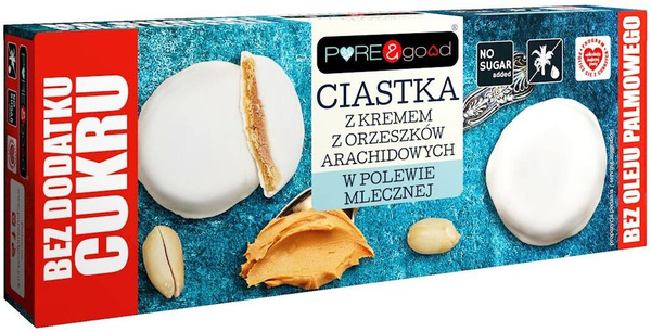 Ciastka z kremem z orzeszków arachidowych w polewie mlecznej 128 g Pure&Good (WAŻNE 13.02.2025)