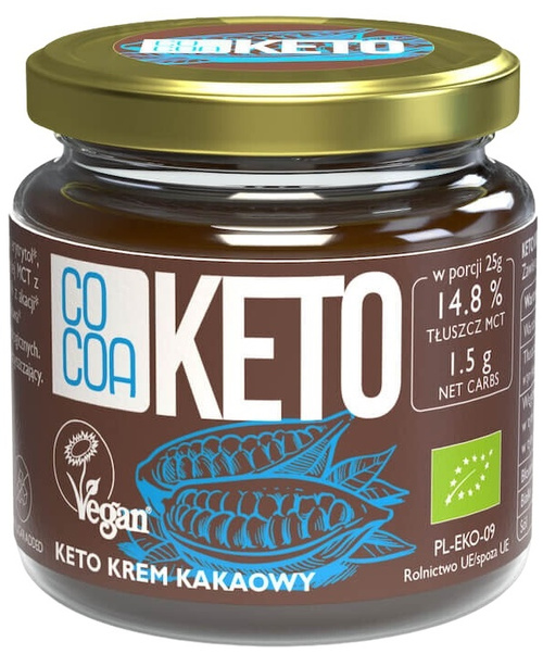 Krem kakaowy Keto z olejem MCT Bez Cukru Bezglutenowy 200 g Cocoa Bio