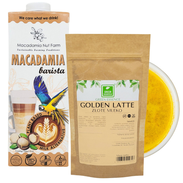 Napój roślinny Macadamia Barista 1 L + przyprawa Golden Latte 100 g Złote Mleko roślinne