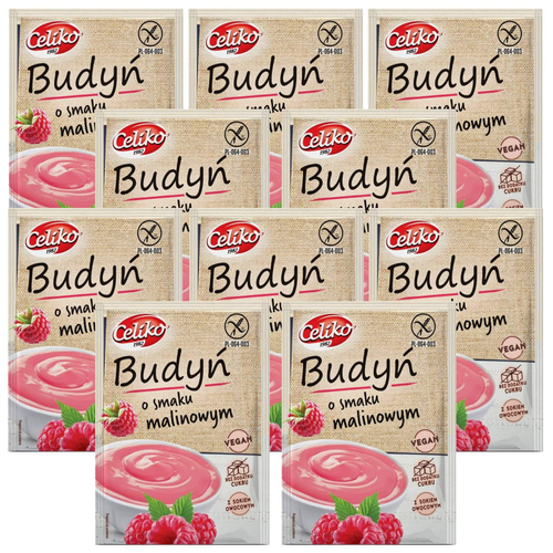 Budyń malinowy Bez Cukru Bezglutenowy 10x 40 g Celiko - ZESTAW 10 sztuk