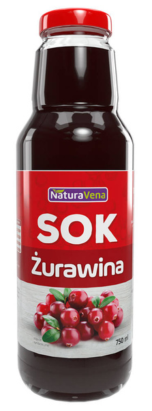 Sok z żurawiny 100% naturalny 750 ml NaturaVena Żurawina