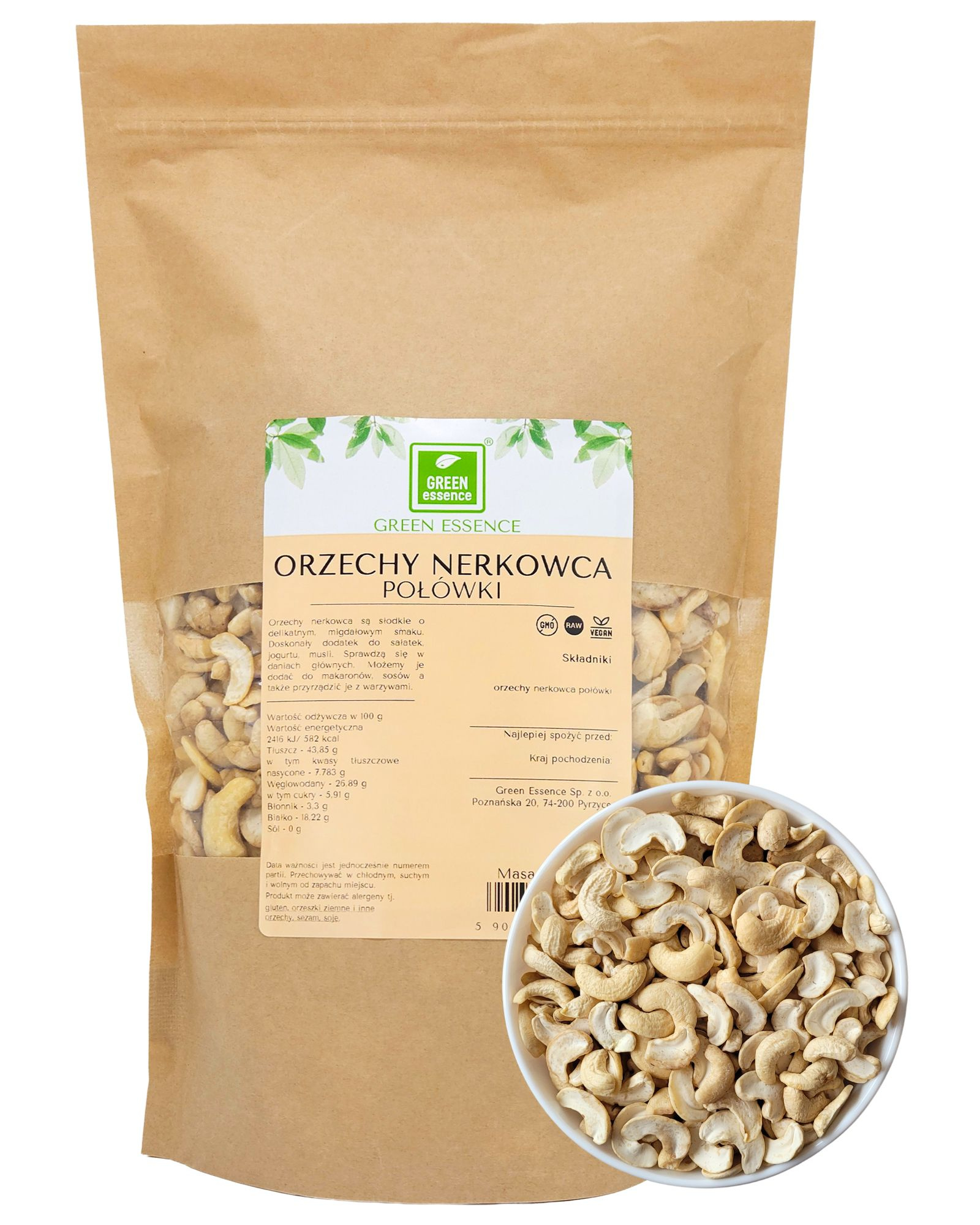 Orzechy nerkowca połówki 1 kg - nerkowce nerkowiec na masło z nerkowców