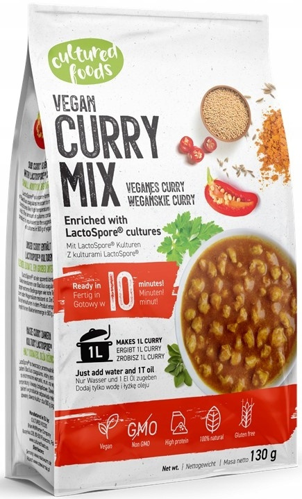 Danie Curry wegańskie mieszanka 130 g Cultured Foods Vegan Mix (WAŻN. 12.03.2025)