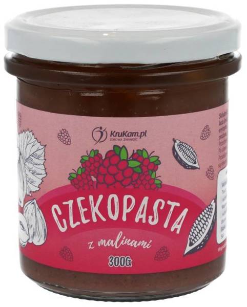 Czekopasta z malinami - pasta z orzechów laskowych - Bez Cukru 300 g - Krukam