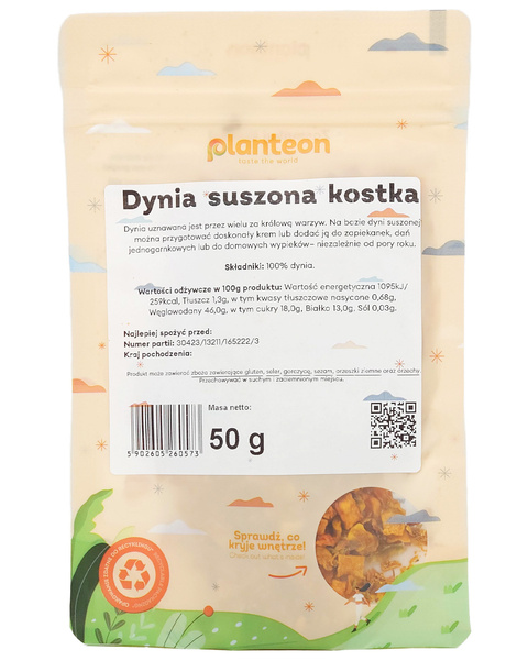 Dynia suszona kostka 50 g Planteon