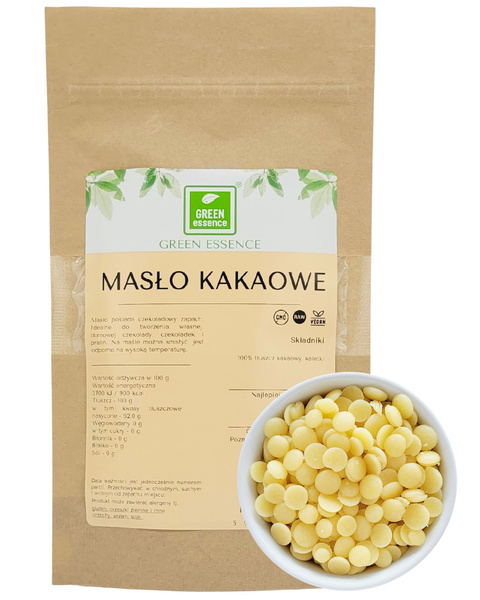 Masło kakaowe - Tłuszcz kakaowy 100 g - pastylki kaletki (WAŻN. 30.01.2025)