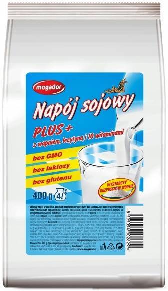 Napój sojowy Plus+ z Wapniem Lecytyną i 10 Witaminami w proszku 400 g - Mogador