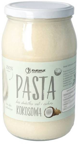 Pasta Kokosowa naturalna - Mus kokosowy Bez Cukru 900 g - Krukam