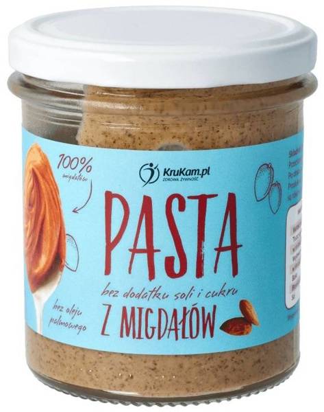 Pasta Migdałowa smooth naturalna - masło orzechowe Bez Cukru 300 g KETO - Krukam