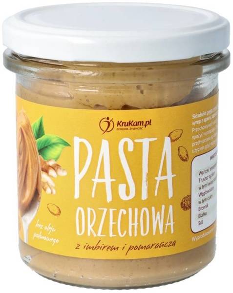 Pasta Orzechowa z imbirem i pomarańczą naturalna - krem orzechowy 300 g - Krukam