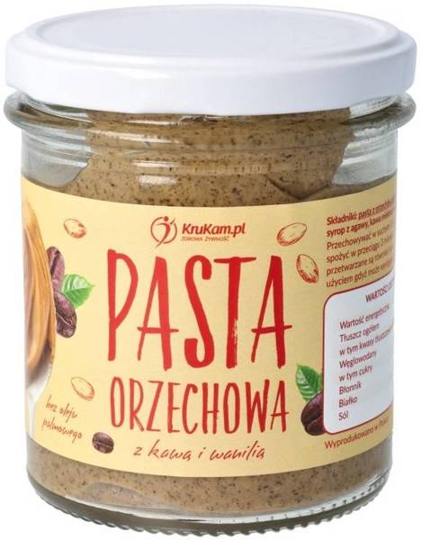 Pasta Orzechowa z kawą i wanilią naturalna - krem orzechowy 300 g - Krukam