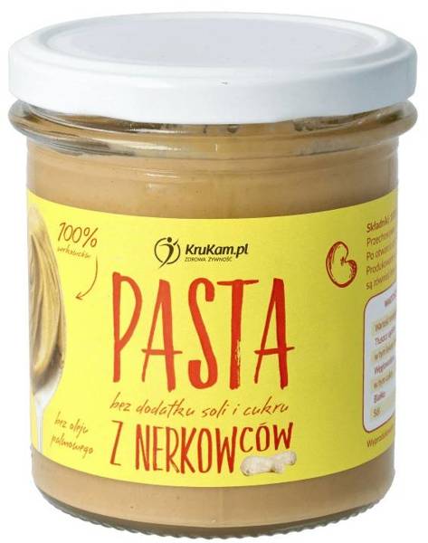 Pasta z nerkowców smooth naturalna - masło orzechowe Bez Cukru 300 g - Krukam