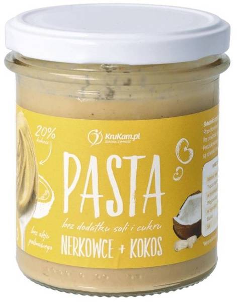 Pasta z nerkowców z kokosem naturalna - masło orzechowe Bez Cukru 300 g - Krukam