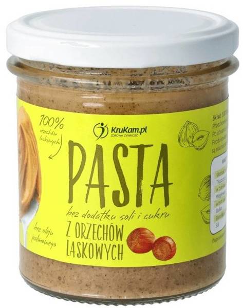 Pasta z orzechów laskowych naturalna - masło orzechowe Bez Cukru 300 g KETO - Krukam