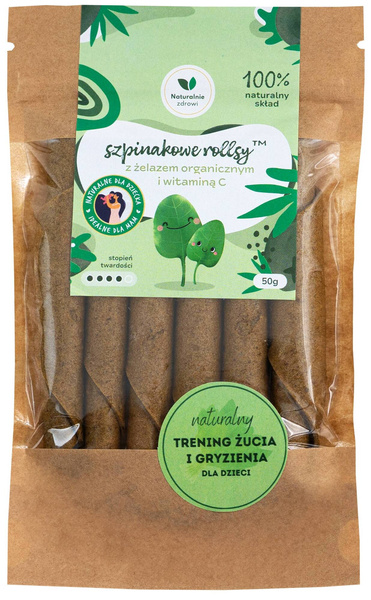 Rollsy Szpinakowe z żelazem i witaminą C 50 g Naturalnie Zdrowi - przekąska gryzak Szpinak