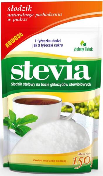 Stevia słodzik naturalny w pudrze Stewia 150 g doypack Zielony Listek