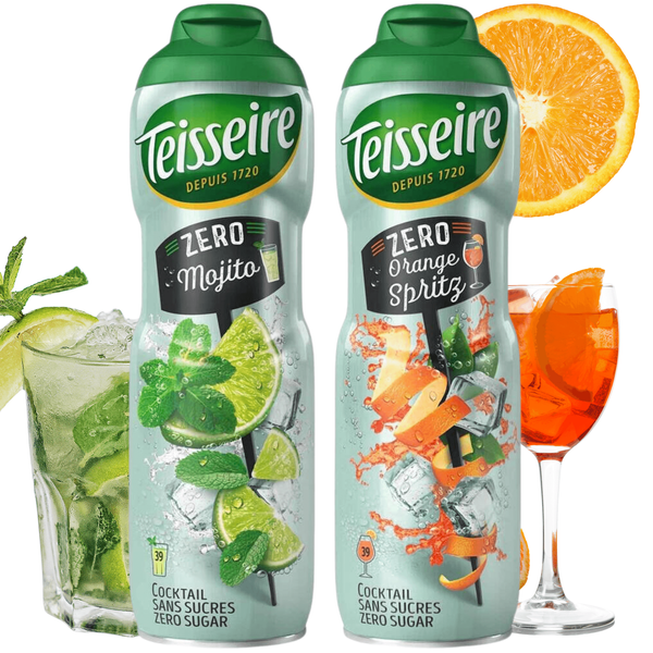 Teisseire Syrop Zero Bez Cukru Pomarańcz + Mojito Zestaw 2x 600 ml bidon koncentrat