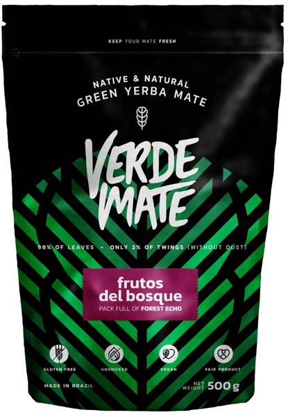 Yerba Verde Mate Green Frutos del Bosque 500 g - jarzębina owoc róża jeżyny maliny liście