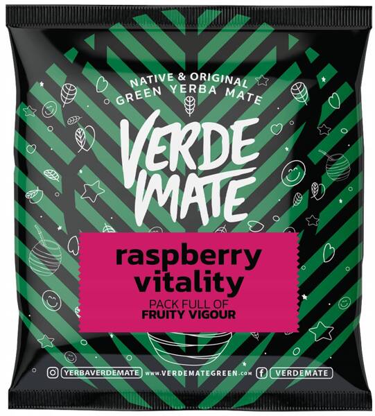 Yerba Verde Mate Green Raspberry Vitality 50 g - Malinowa ashwagandha guarana maliny goji