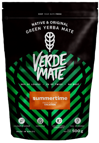 Yerba Verde Mate Green Summertime 500 g - chipsy kokosowe aromat karmelowy