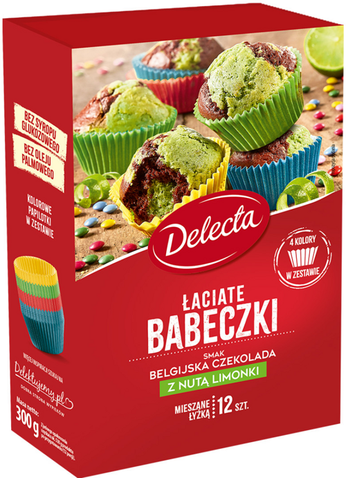 Babeczki Łaciate smak belgijska czekolada z nutą limonki 300 g Delecta