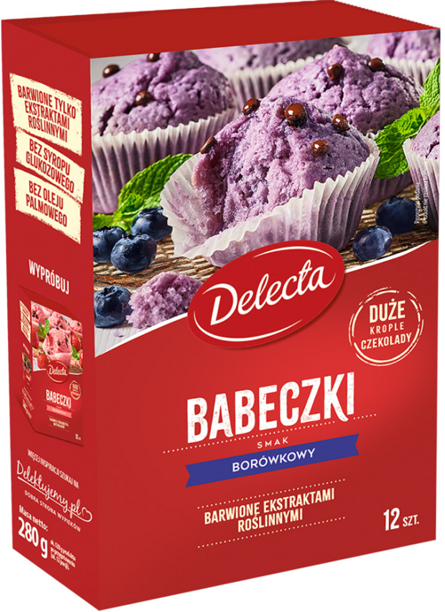 Babeczki smak borówkowy 280 g Delecta