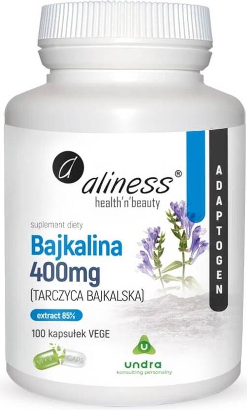 Bajkalina 400 mg Tarczyca bajkalska 100 kaps. Vege Aliness Adaptogen - suplement diety