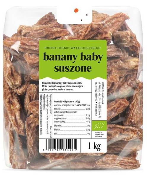 Banany baby suszone Ekologiczne BIO 1 kg Batom