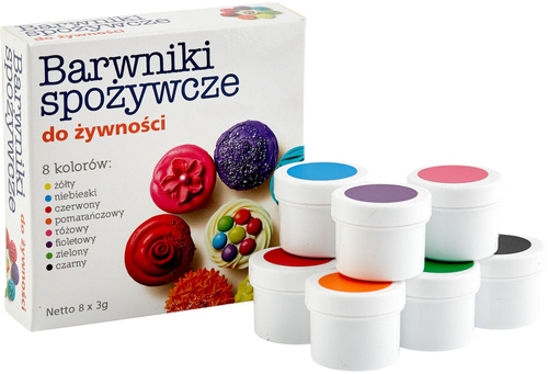 Barwniki spożywcze Amus + Rękaw cukierniczy silikonowy 2 szt. + 26 tylki - Zestaw cukierniczy