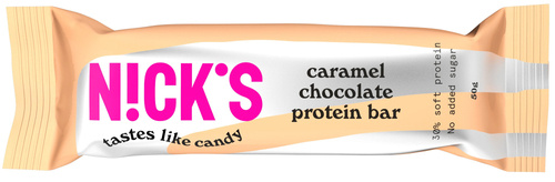 Baton proteinowy w czekoladzie Słony Karmel Bez Cukru 50 g Nick's Caramel Chocolate Protein Bar