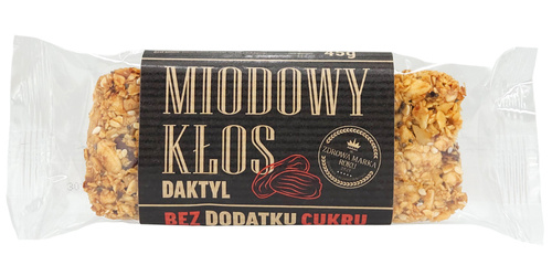 Baton zbożowy z daktylami Miodowy Kłos Daktyl 45 g Pasieka Łysoń