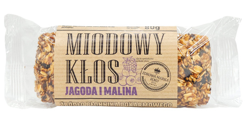 Baton zbożowy z miodem Miodowy Kłos jagoda malina 80 g Pasieka Łysoń