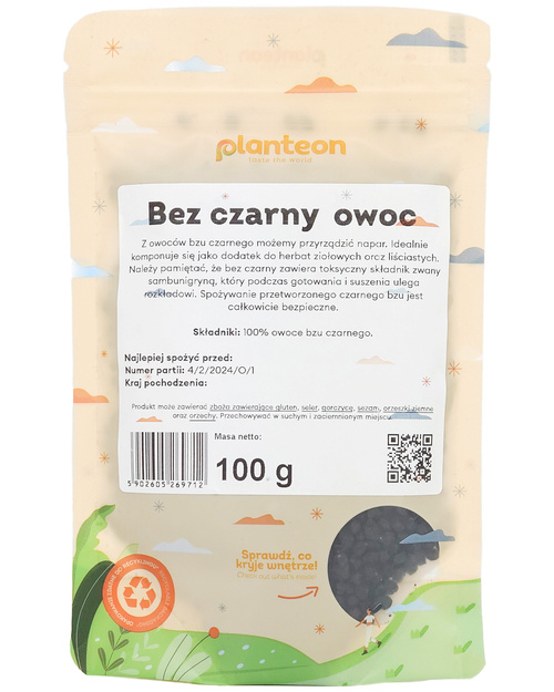 Bez czarny owoc bzu czarnego 100 g Planteon