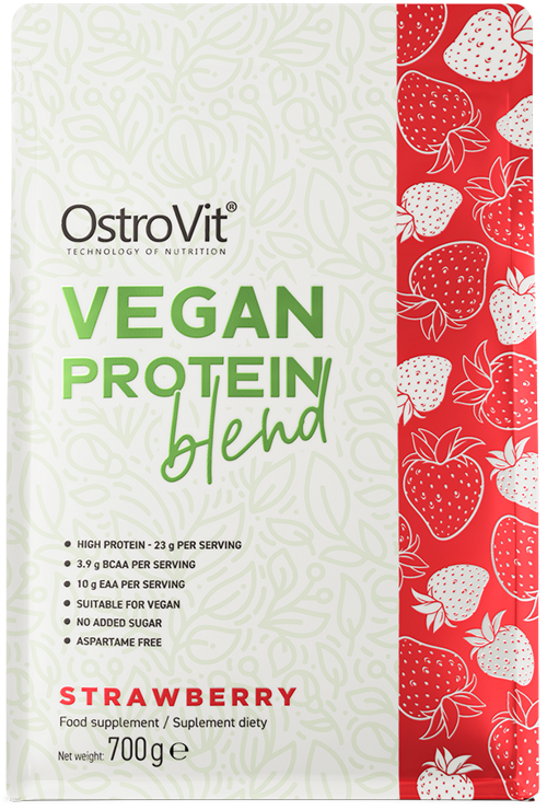 Białko roślinne Truskawkowy OstroVit Vegan Protein Blend 700 g - suplement diety