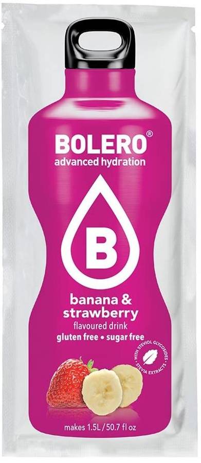 Bolero Drink Banana & Strawberry Box 12 szt. - napój w proszku ze stewią Banan i Truskawka 9 g