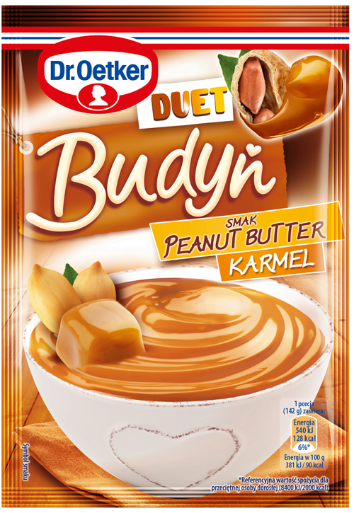 Budyń Duet smak Peanut Butter i Karamel 40 g - Dr.Oetker