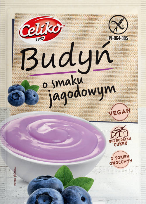 Budyń jagodowy Bez Cukru Bezglutenowy 40 g Celiko